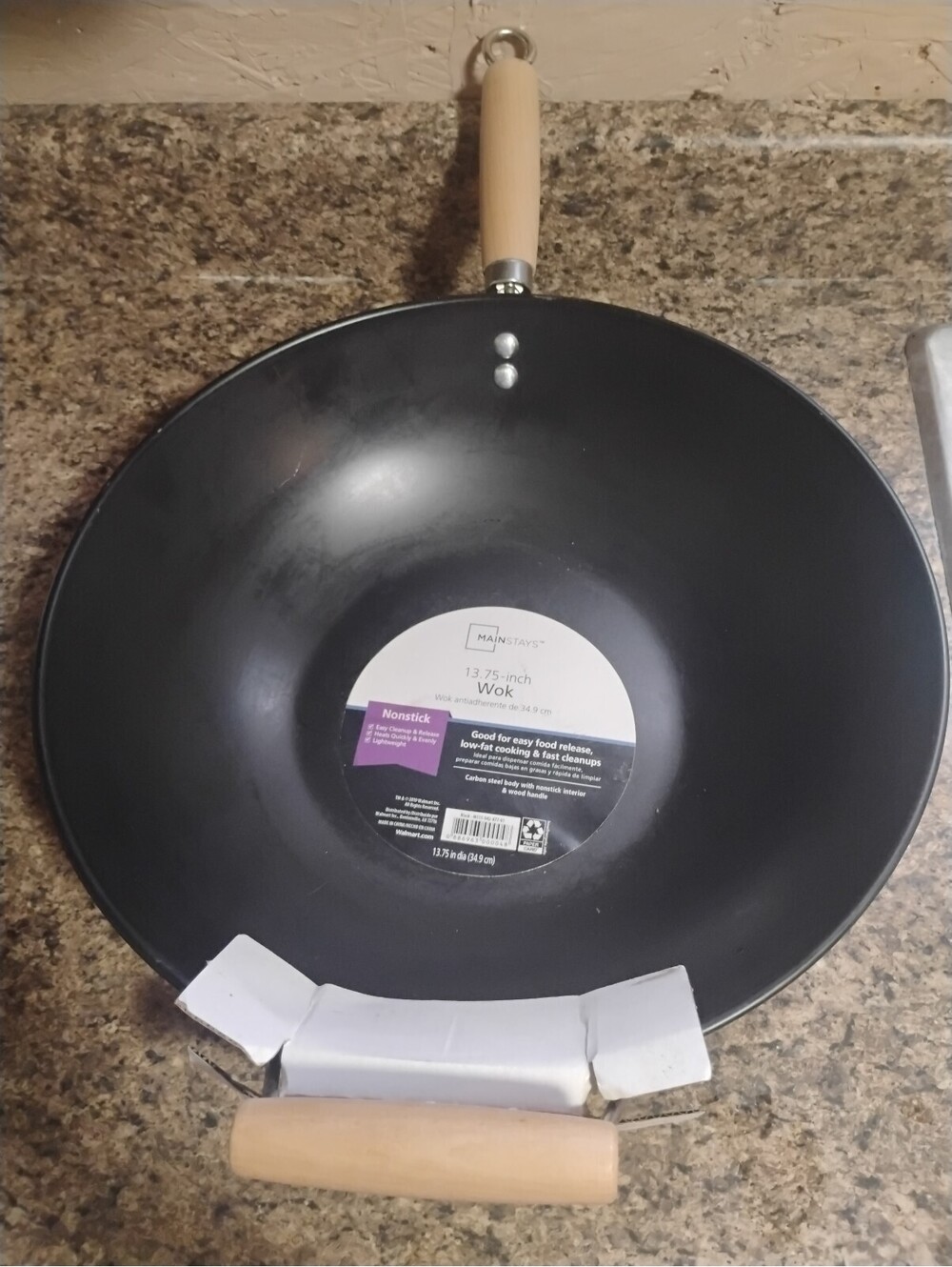 Mainstays 13.75-Inch Nonstick Wok with Wood Handle